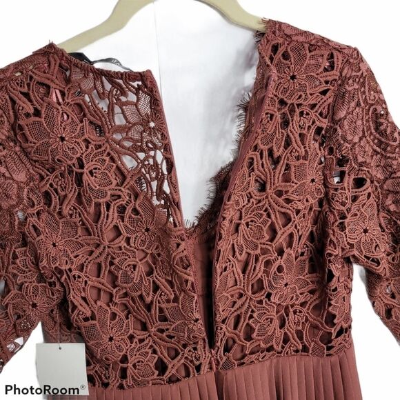 ZARA Pleated Contrast Lace Dress Size SMALL - Picture 12 of 15